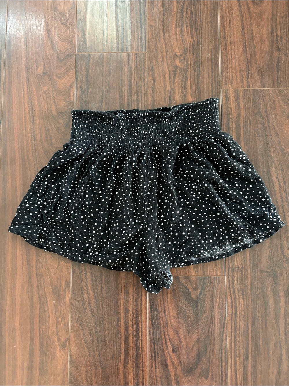 Black Polka Dot Smocked Waist Shorts